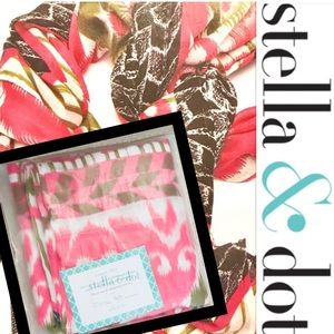 Stella & Dot Pink & Black Ikat travel scarf wrap